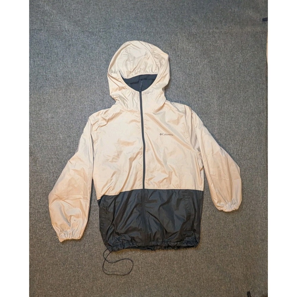 COLUMBIA Men's Jacket Light Weight Fleece Lined Breathable Hooded Beige Coat M